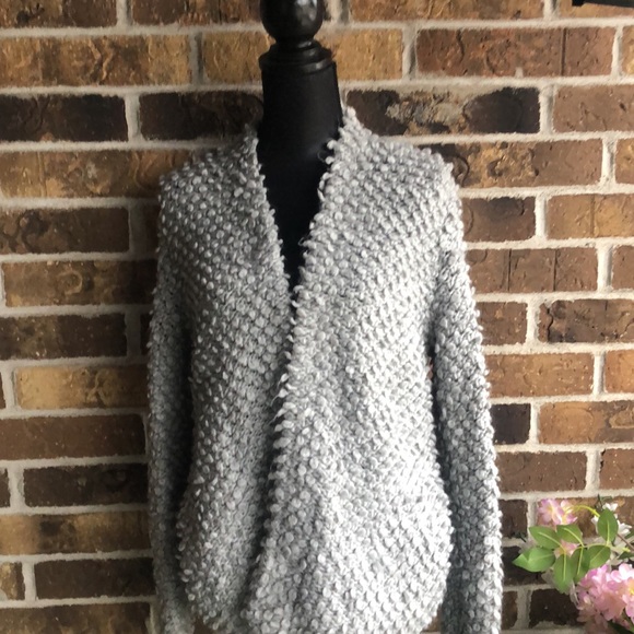 LOFT  Loop Stitch Cardigan Wool Gray - Picture 4 of 11